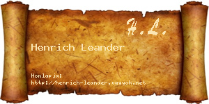 Henrich Leander névjegykártya